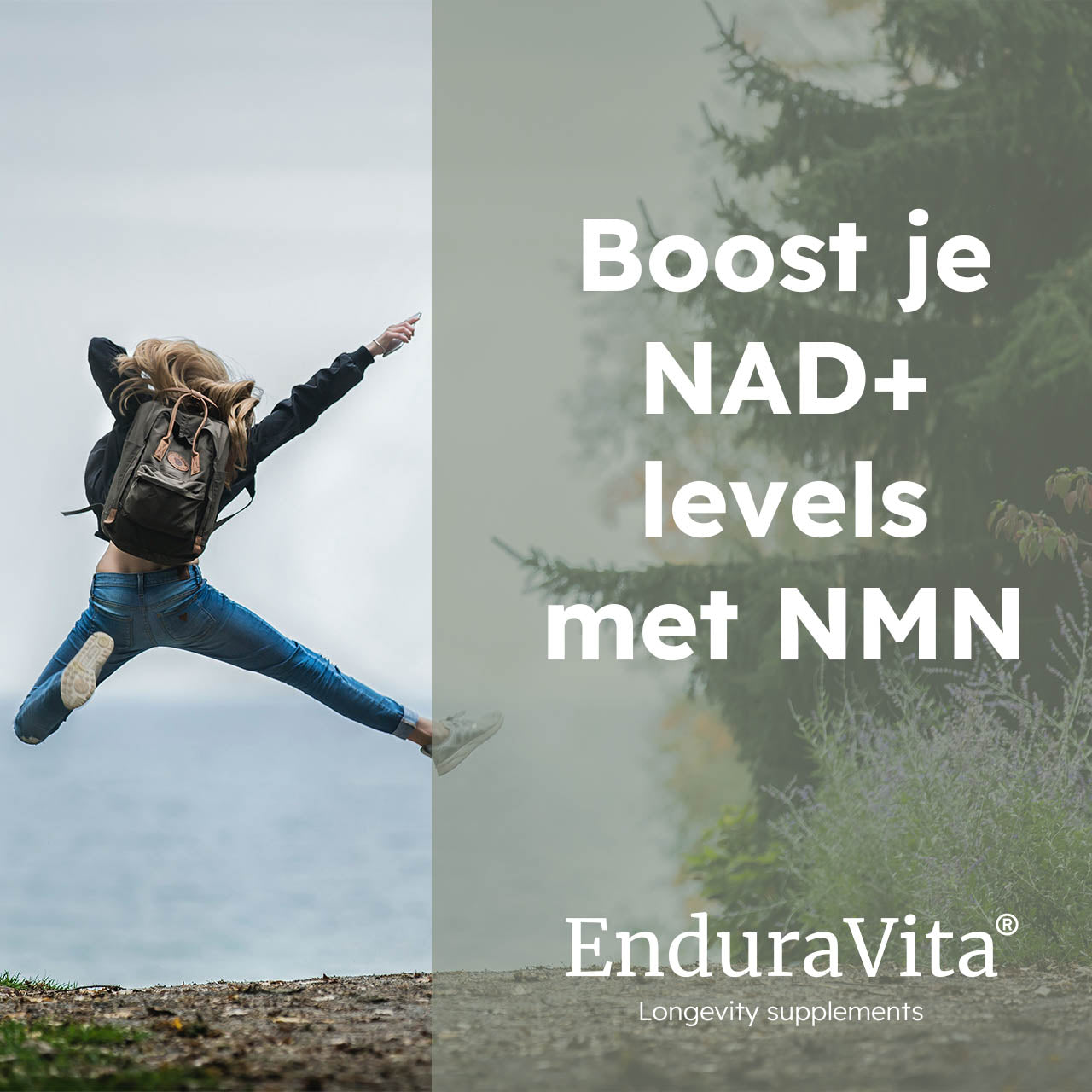 Banner bij producten met NAD+ booster foto en slogan